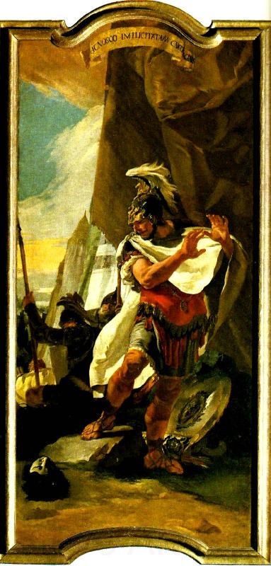 Giovanni Battista Tiepolo konsul lucius brutus dod och hannibal igenkannande hasdrubals huvud Spain oil painting art